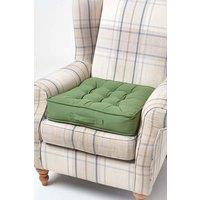 Homescapes Cotton Armchair Booster Cushion in Dark Green | Size: 50 cm x 50 cm