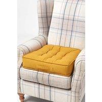 Homescapes Cotton Armchair Booster Cushion in Mustard | Size: 50 cm x 50 cm