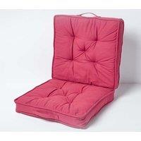 Homescapes Cotton Travel Support Booster Cushion in Red | Size: 50 cm x 50 cm