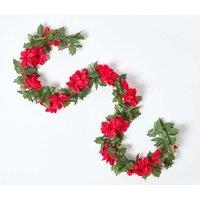 Homescapes Artificial Red Poinsettia Berry Garland, 175 cm