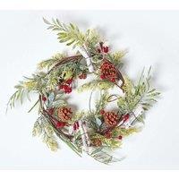 Homescapes Artificial Wreath with Berries & Pinecones, 18 Inches in Green