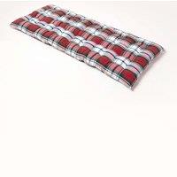 Homescapes Garden Bench Cushion Luxury 2 Seater Cotton Red Tartan Indoor Outdoor Pad