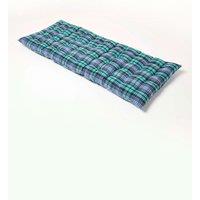 Homescapes Garden Bench Cushion Luxury 2 Seat Cotton Green Tartan Indoor Outdoor Pad