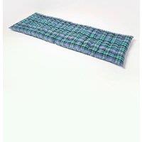 Homescapes Garden Bench Cushion Luxury 3 Seat Cotton Green Tartan Indoor Outdoor Pad