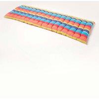 Homescapes Garden Bench Cushion Luxury 3 Seat Cotton Multi Striped Indoor Outdoor Pad