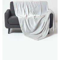 Homescapes Mora Faux Fur Velvet Throw in Grey | Size: 130 cm x 160 cm