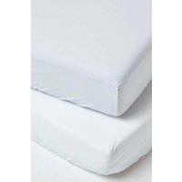 Homescapes Cotton Cot Bed Fitted Sheets 200 Thread Count, 2 Pack in White