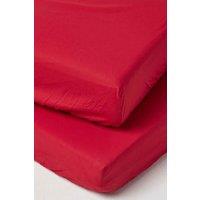 Homescapes Cotton Cot Bed Fitted Sheets 200 Thread Count, 2 Pack in Red