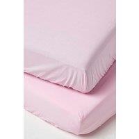 Homescapes Cotton Cot Bed Fitted Sheets 200 Thread Count, 2 Pack in Pink