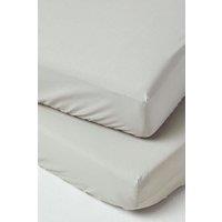 Homescapes Cotton Cot Bed Fitted Sheets 200 Thread Count, 2 Pack in Grey