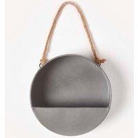 Homescapes Small Round Metal Hanging Wall Planter, 20 cm in Grey