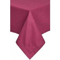 Homescapes Plain Cotton Tablecloth, 137cm x 228cm in Plum | Size: 137 cm x 228 cm