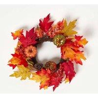 Homescapes Orange Autumn Wreath with Pumpkins