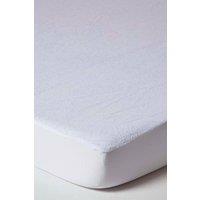 Homescapes Terry Towelling Waterproof Mattress Protector, Euro Size in White | Size: EU Double