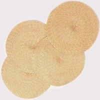 Homescapes Handwoven Round Placemats Set of 4 in Gold