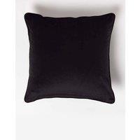 Homescapes Filled Velvet Cushion with Piped Edge 46 x 46 cm in Black