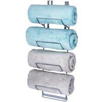 LIVIVO Over Door Towel Holder Rack Chrome 4 Tier Storage in Metallic Silver