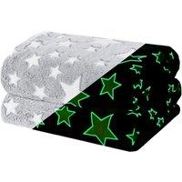 Wicked Gizmos Starry Night Glow in the Dark Blanket - Pink in Grey
