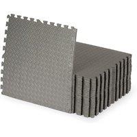 Structure Fitness Interlocking Gym Floor Mats - Home EVA Foam Flooring Tiles - Set of 4 in Grey
