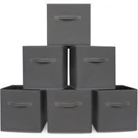 LIVIVO Foldable Storage Cube Boxes - Set of 6 in Grey