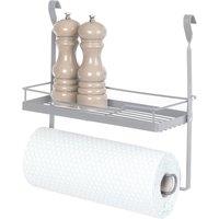 LIVIVO Kitchen Roll Holder with Shelf Black Hanging Storage Rack Foldable Space Saving Kitchen Organiser in Grey