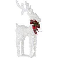 Christmas Village Light up Glitter Reindeer Decoration - White