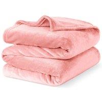 LIVIVO Ultra Soft Flannel Fleece Throw Blanket in Pink | Size: 220 cm x 240 cm