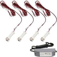 Loops ROUND LED Plinth Light Kit 4x WARM WHITE Spotlights Kitchen Bathroom Floor Panel