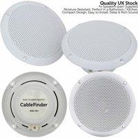 Loops 4x Moisture Resistant Ceiling Speakers 80W 16Ohm 5" Kitchen Bathroom 2 Way Loud
