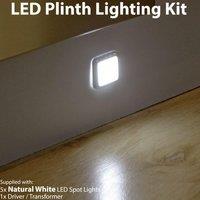 Loops Square LED Plinth Light Kit 5 NATURAL WHITE Spotlights Kitchen Bathroom Panel