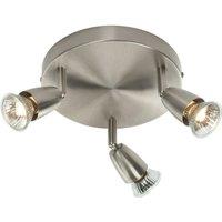 Loops LED Adjustable Ceiling Spotlight Satin Nickel Triple GU10 Dimmable Downlight in Metallics