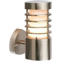 Loops IP44 Outdoor Wall Light Stainless Steel Open Lantern Traditional Slotted Porch in Metallics