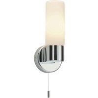 Loops IP44 Bathroom Wall Light Chrome & Frosted Glass Shade Modern Round Lamp Fitting in Clear