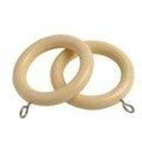 New Edge Blinds Pack of 16 Wooden Curtain Pole Ring Hooks with Eyes in Cream