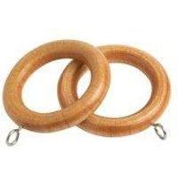 New Edge Blinds Pack of 32 Wooden Curtain Pole Ring Hooks with Eyes in Brown