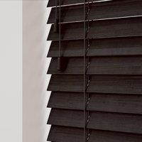New Edge Blinds Wooden Venetian Blinds with Strings (120cm Drop) Dark Brown Oak | Size: 45 cm