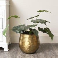 Melody Maison Medium Gold Hammered Metal Planter 30cm X 28cm | Size: 30 cm X 28 cm