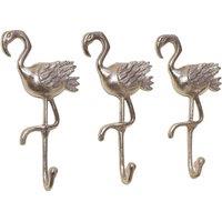 Melody Maison Set Of 3 Silver Flamingo Wall Hooks in Metallic Silver