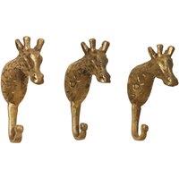 Melody Maison Set Of 3 Gold Metal Giraffe Wall Hooks
