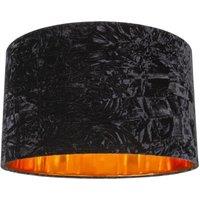 Happy Homewares Modern Crushed Velvet Lamp Shade with Shiny Paper Inner in Black | Size: 8 inches