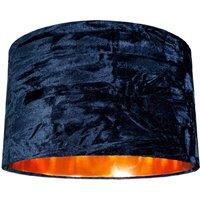 Happy Homewares Modern Crushed Velvet Lamp Shade with Shiny Paper Inner in Midnight | Size: 10 inches