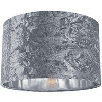 Happy Homewares Modern Crushed Velvet Lamp Shade with Shiny Paper Inner in Silver | Size: 12 inches