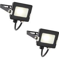 Loops 2 PACK Outdoor Waterproof LED Floodlight - 10W Cool White LED - Matt Black