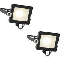 Loops 2 PACK Outdoor Waterproof LED Floodlight - 20W Cool White LED - Matt Black