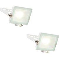 Loops 2 PACK Outdoor Waterproof LED Floodlight - 20W Cool White LED - Matt White