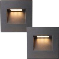 Loops 2 PACK Square Outdoor Pathway Guide Light - 1.5W Indirect CCT LED - Black Pc