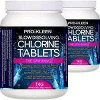 ProKleen Stabilised Slow Dissolving Chlorine 20g Tablets 2 x 1KG in Clear