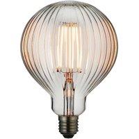Loops LED Filament Lamp Bulb 4W E27 LED Clear Ribbed Glass Globe 2200k Warm White
