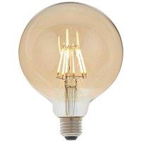 Loops LED Filament Lamp Bulb Dimmable 6W E27 LED 125mm Amber Tinted Glass Globe in Clear