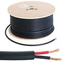 Loops 25m Double Insulated Speaker Cable 2.01mm Black 100V Line Volt PA System Reel Drum